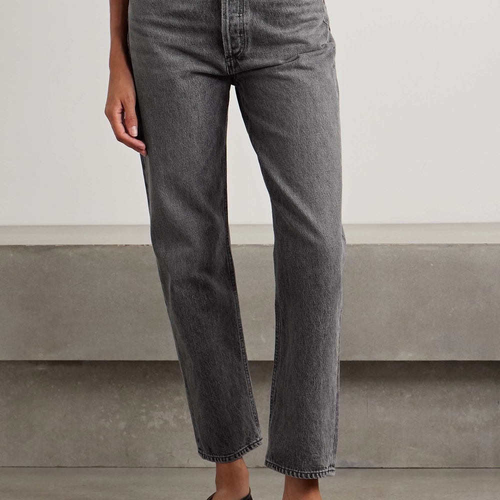 Stylish Gray Women's Straight Leg Jeans
